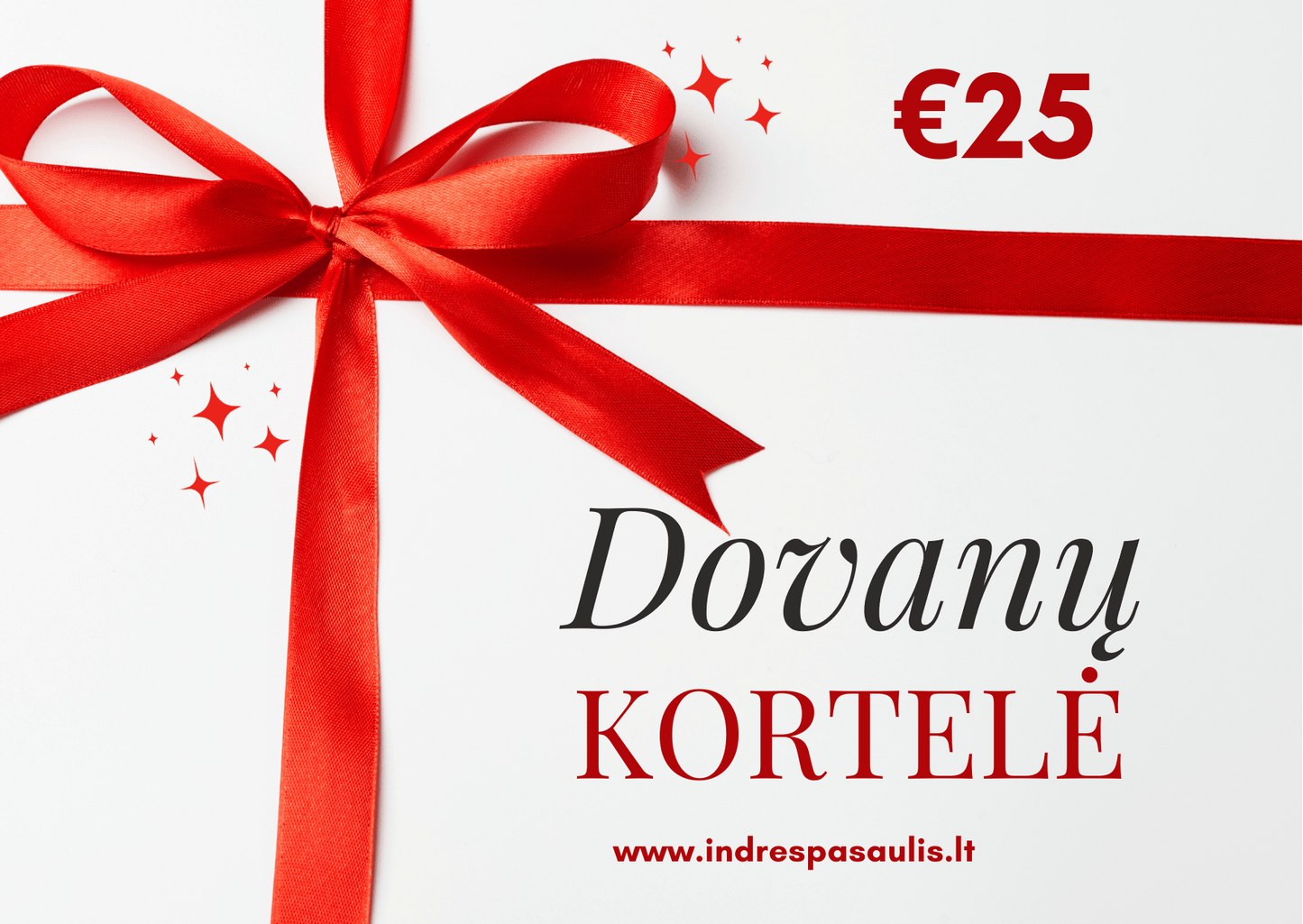 Indrės Pasaulis €25.00 Dovanų kortelė